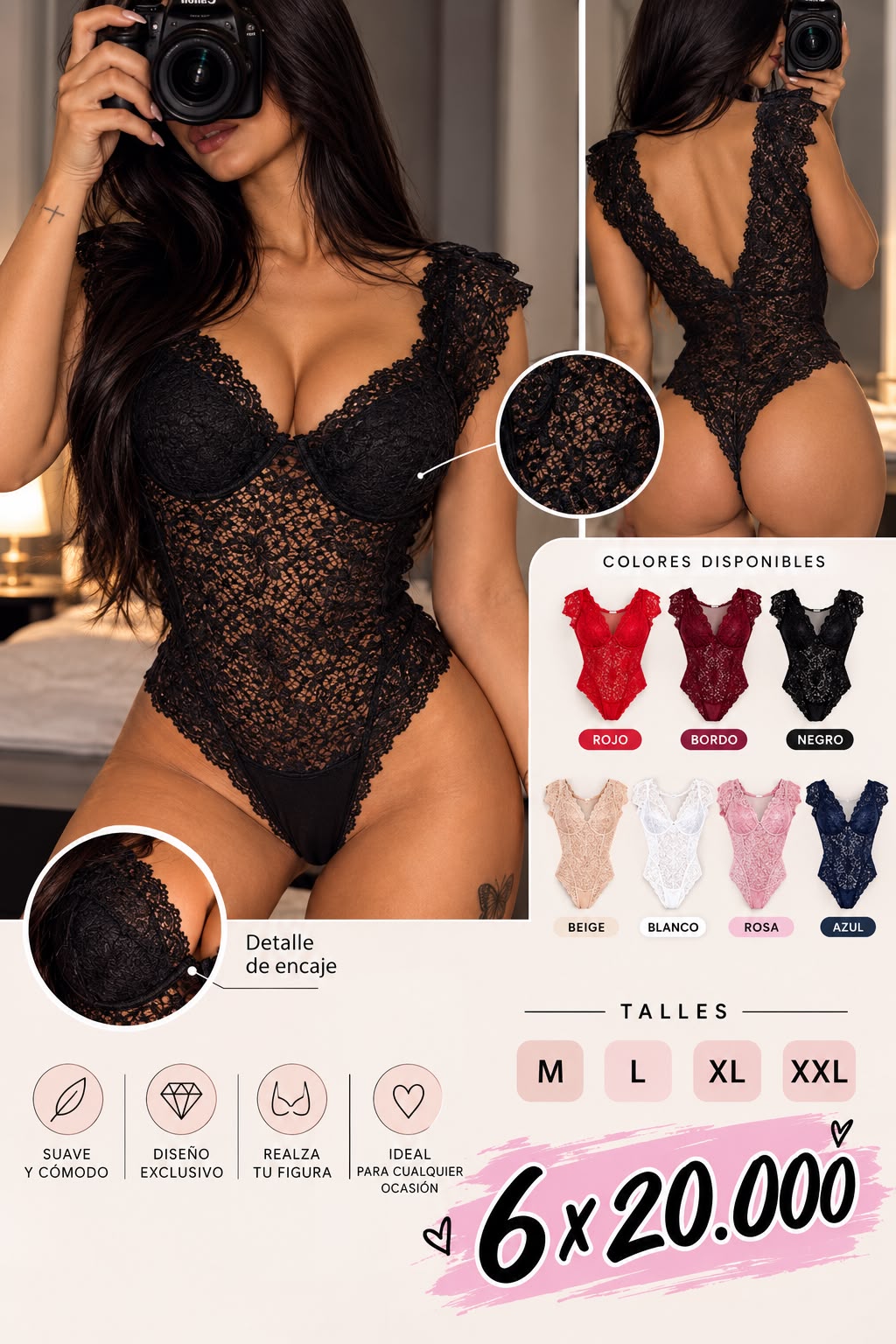 Body de encaje con mangas