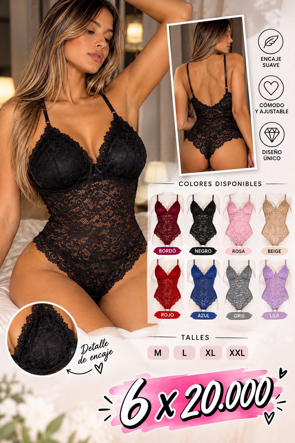 Body de encaje con breteles