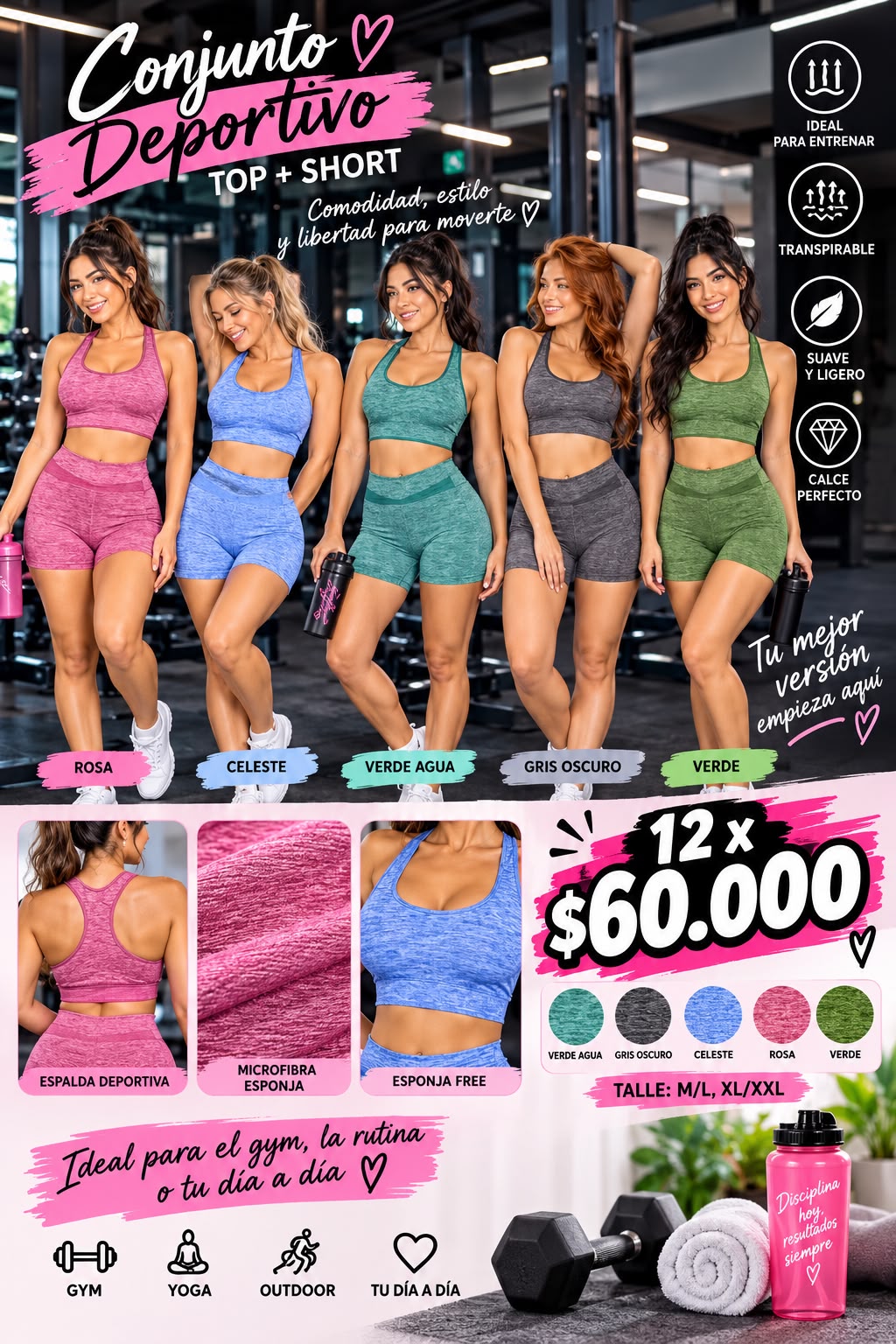 Conjunto deportivo Top + Short — Pack x12