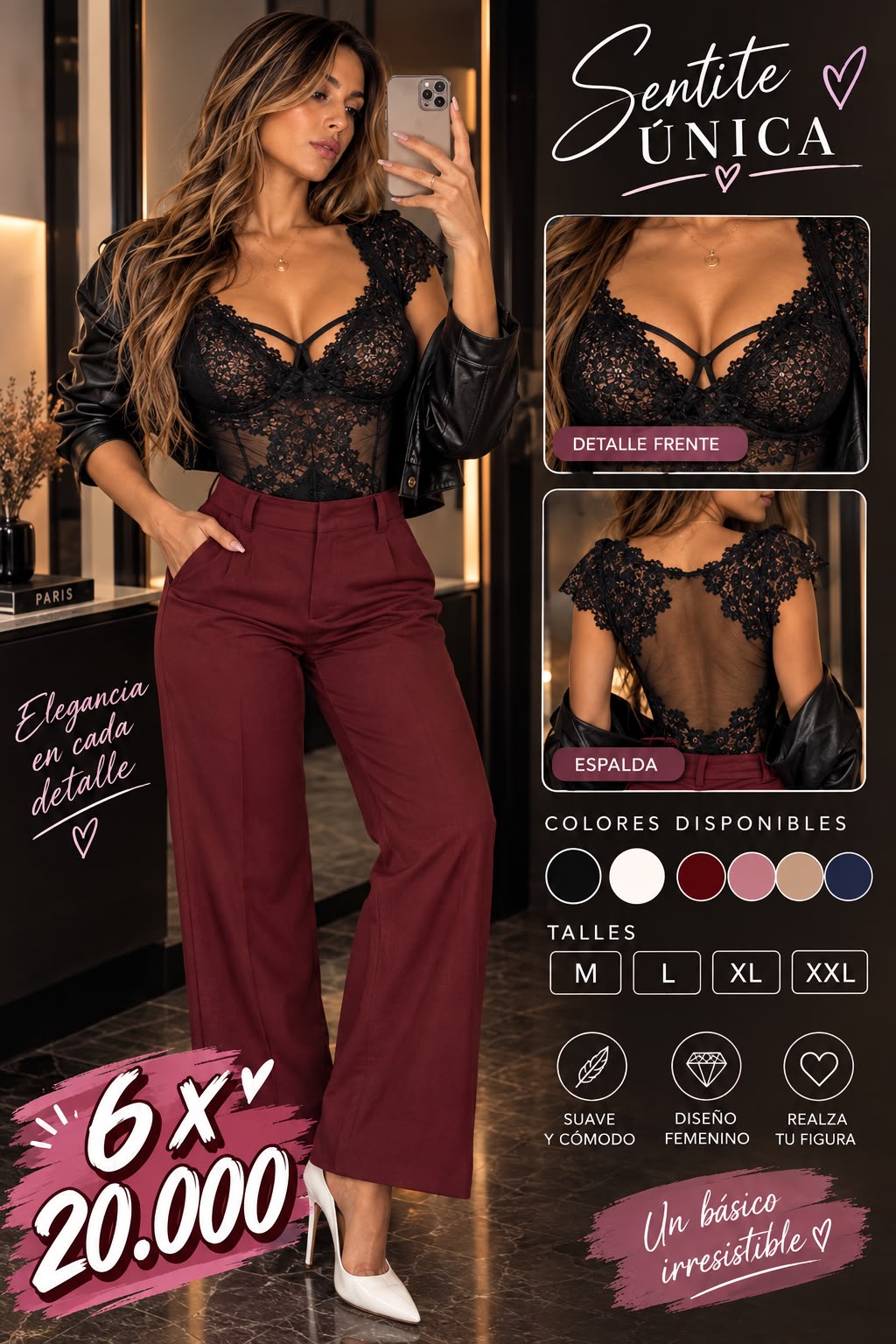 Body de encaje transparente