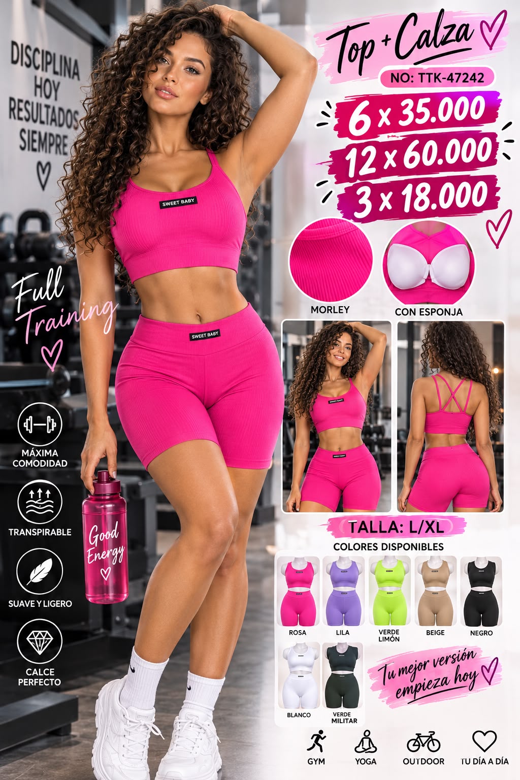 Conjunto deportivo Top + Calza — Pack x3